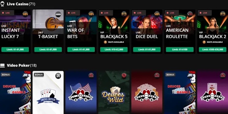 Sản phẩm đa dạng tại AG Live Casino.